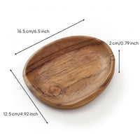Acacia Wood Tray Natural Grain Pebble Shaped Tray Rustic for Entryway