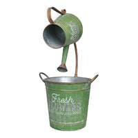 Green Floral Bird Relief Iron Flower Pot, Garden Home Balcony Decorative Ornament, Creative Vintage Iron Planter