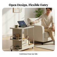 2-Tier Rolling Shelf Space-Saving Side Table Multi-Functional for Studio, Office