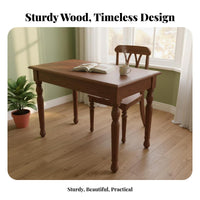 Continental design Writing Desk with Drawers Walnut Finish Two-Drawer Writing Desk sturdy Wood Build Study Table space-saving Design for Students, Remote Workers, Homeowners