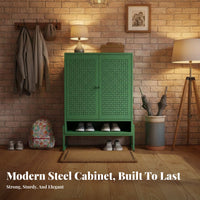 Steel Footwear Storage Unit Multi-layer Shoe Rack with Doors Large Capacity Entryway Furniture Dust-resistant Adjustable Shelves Suitable for Homeowners Adults Hallway Bedroom