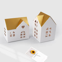 10 Pieces House Shaped Gift Boxes DIY Assembly Cardboard House Favor Boxes for Wedding