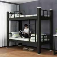 Metal Bunk Bed Black Iron Bunk Bed Space-Saving Furniture for Students, Teens, Dorm Room, Accommodation for Students, Shared Bedroom