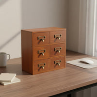 Wooden Desktop Organizer Space-Saving Design Retro Wooden Counter Storage Box Drawers 6 Drawer Desktop Organizer for Study Room, Bedroom
