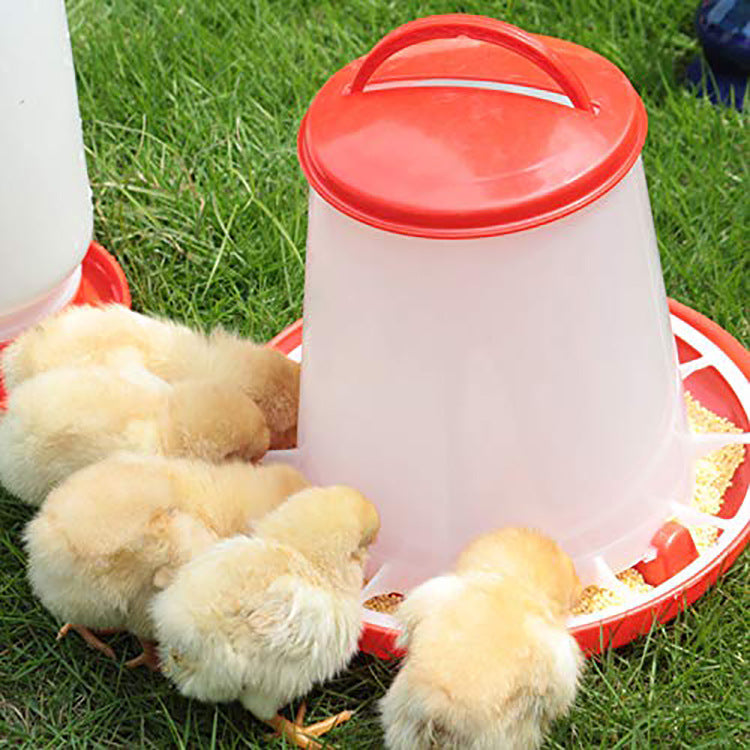 Automatic Chicken Feeder with Grid, Thickened Poultry Feeding Bucket for Chicks and Fowl