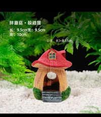 Cartoon Resin Mushroom House Aquarium Decoration