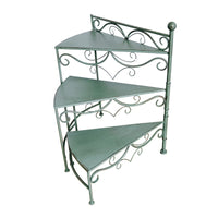 Outdoor Vintage Iron Art 3-Tier Folding Plant Stand for Garden Patio Display