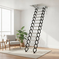Retractable Loft Staircase Overhead-Mounted Folding Attic Ladder with Attic Entry panelSaving Pull down Attic Steps for Homeowners, Mezzanine
