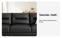 Italian Minimalist aesthetic Straight-Line Multi-Seater Sofa Genuine Leather Living Room Furniture Top-Grain Cowhide Couch Modern Design for Apartment Dwellers, Homeowners, Interior Designers, Home Office