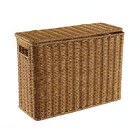 Wicker Storage Basket with Lid Breathable Home Organizer Rustic Charm