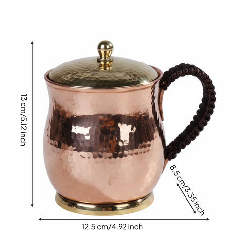Copper Mug Braided Handle Pure Copper Mug Reusable Tableware