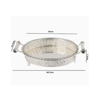 Filigree Tray Raised Rim Mirror Polished Round Tray Standing Feet