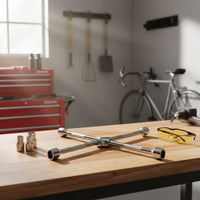 Cross-Shaped Socket Wrench  Knurled Lug Wrench with Four Socket Sizes Resistant Tire Iron for Mechanics