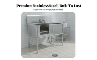 Rust-Proof Stainless Steel Pet Bathtub Heavy-Duty Stainless Steel Dog Grooming Tub Easy to Clean Professional Pet Bathing Tub Scratch-Resistant for Veterinary Medical Facility