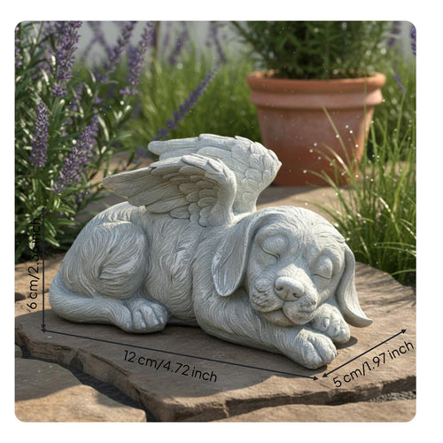 Sleeping Cat Angel Statue Weather-Resistant House Decoration for Garden, Desktop