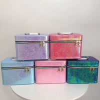Laser Cosmetic Bag Set with Mirror - Large Capacity Travel Toiletry Organizer