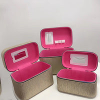 Laser Cosmetic Bag Set with Mirror - Large Capacity Travel Toiletry Organizer