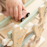 Wooden 4-Track Inertia Glider Car Toy for Toddlers