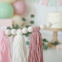 Wooden Bead Tassel Banner Photo Prop Party Supply Handmade for Infants