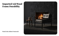Upholstered Wood-Frame Armchair Nordic Design Theme Wooden Z-Frame Armchair Minimalist Design Easy Assembly for Readers, Bedroom