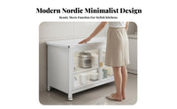 Waterproof Sintered Stone Top Sideboard Sturdy Construction Sideboard Buffet Cabinet Heavy Duty Kitchen Storage Console Multi-Functional for Homeowners, Cooking Enthusiasts, Families, Pantry, Entryway, Home Office