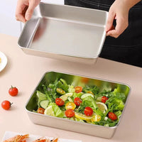 316 Stainless Steel Square Pan with Lid, Rectangular Food Storage Container