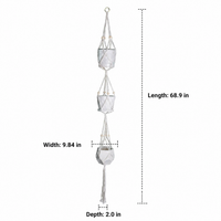 Macrame Hanging Planter, Hand-Woven Cotton Rope Plant Hanger, Bohemian Hanging Basket for Indoor Outdoor
