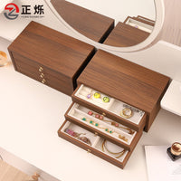 Vintage Wooden Multi-Layer Jewelry Box with Large Capacity