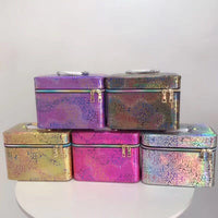Laser Cosmetic Bag Set with Mirror - Large Capacity Travel Toiletry Organizer