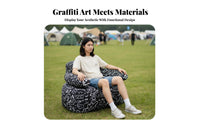 Foldable Printed Blow-up Couch Fast Inflation Inflatable Lounger Comfortable Air Sofa Long-Lasting for Festival-Goers, Travelers, Camping, Music Festivals, Picnics, Traveling
