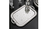 Serving Tray with Handles Rectangular Metal Serving Tray Engraved Platter for Home Decor