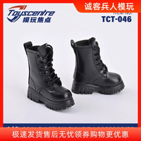 现货TCT-046 1/6女兵人马丁靴 黑色靴子鞋子 短靴空心无脚 模型