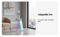 Iridescent Circular Table Rainbow Effect Circular Iridescent Stand Light Luxury Design Space-Saving Size for Homeowners, Balcony