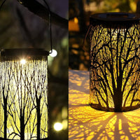 Solar Shadow Lantern Waterproof Hollow Pattern Lantern Energy-Saving for Patio