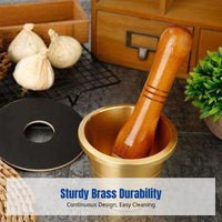 Durable Brass Medicine Mortar, Cantonese Style Pestle, Kitchen Garlic Crusher, Multi-Use Tool