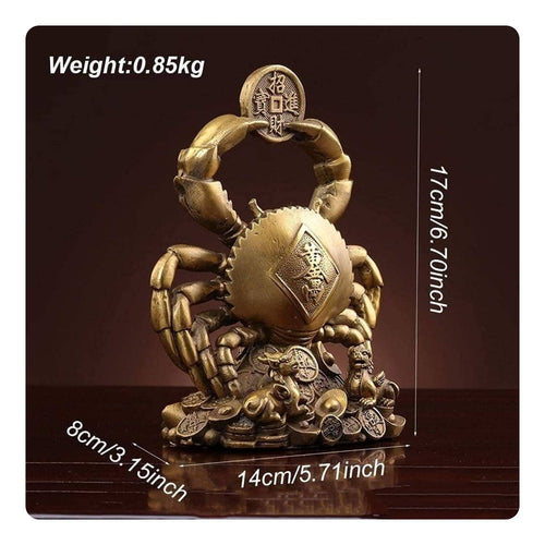 Brass Crab Statue Good Fortune Charm Brass Crab Figurine Artisanal Look