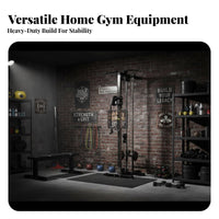 Wall Mounted Pulley System Multi-Functional Wall Mounted Cable Station Heavy Duty Steel Frame Home Gym LAT Pulldown Unit for Bodybuilders, Athletes