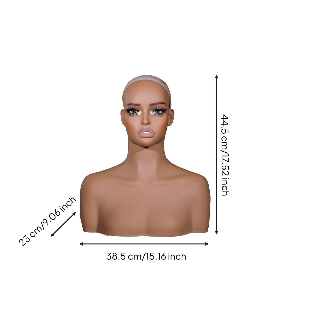 Lifelike Shoulder Mannequin Bust Defined Neckline Shoulder Bust Model Realistic Eyelashes Female Mannequin Head Red Lips for Photo Studio