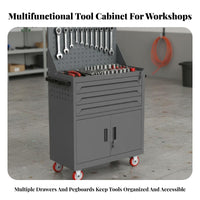 Mechanic's Tool Cart Easy Mobility Mobile Tool Organizer Lockable Wheels Multi-Drawer Storage Cart for Mechanics, Auto Repair Shop, Work Site