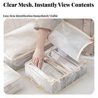 foldable textile container with transparent panel Large Capacity Wardrobe Organizer for Renters