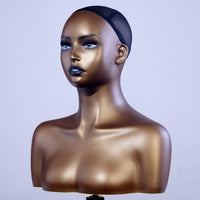 欧美双肩假发头模 黑金色模型仿真模特头半身饰品假人头Mannequin