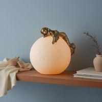 Resting Moon Ornament Soft Glow Moon Figurine Lamp Hand-Painted Look Decorative Lighting for Desk, Nightstand