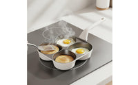 Titanium Ceramic Coating 4-Cup Breakfast Pan Multi-Section Design 4-Cup Breakfast Patties Pan Easy to Clean Nonstick Breakfast Patties Skillet Compatible with Gas and Induction for Home Cooking