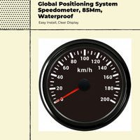 Global Positioning Speedometer, 85mm Waterproof and Dustproof, Red Backlight, Universal 0-200km/h for Car, Motorcycle, Boat