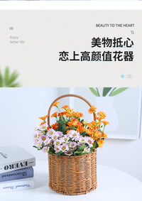 手提花篮仿藤编柳编户外野餐篮编织花盆伴手礼花篮家用装饰收纳篮