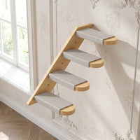 Wall-Mounted Cat Bed Furniture, Solid Wood Climbing Shelf with Enclosed House and Hammock, Wall Mounted Cat Climbing Wall