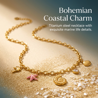 Boho Artistic Dolphin Necklace, Titanium Steel Charm Necklace, Gold Charm Necklace for Women, Dainty Charm Necklace for Women
