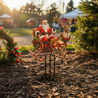 Santa and Reindeer Yard Stake Waterproof Santa Sleigh Stake Outdoor for Garden