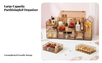 Tiered Cosmetic Display Stand Multi-Compartment Vanity Display Case for Students