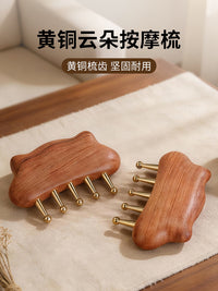 Brass Cloud-Shaped Five-Tooth Meridian Comb for Head Massage and Scraping